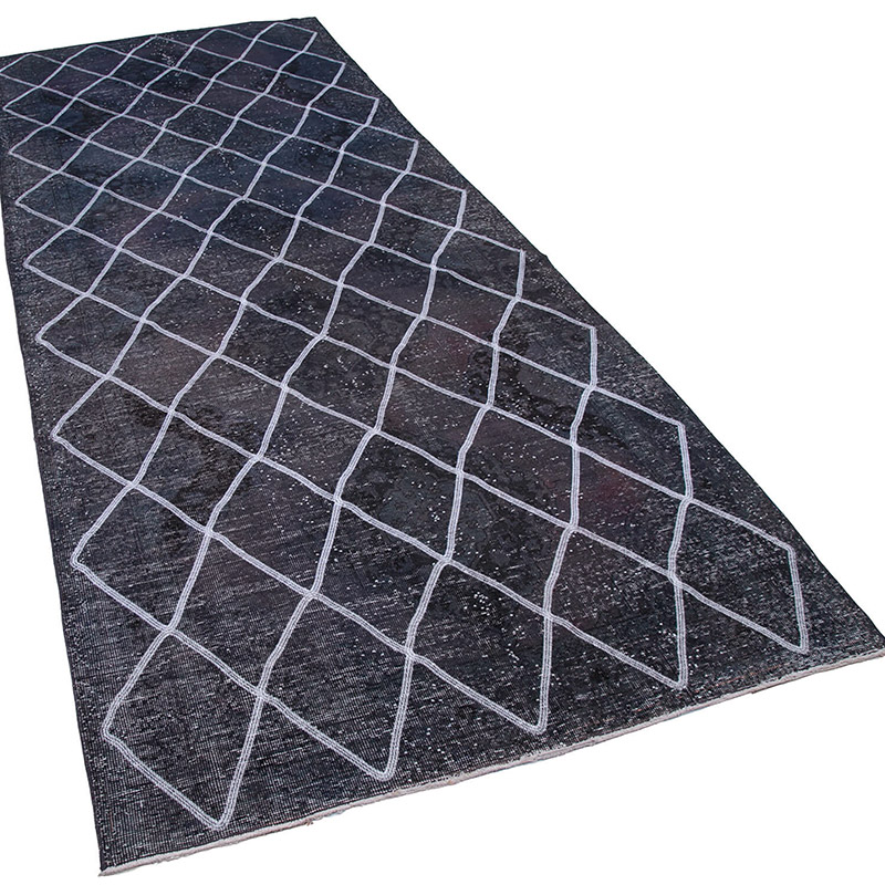 Embroidered Over-dyed Turkish Vintage Runner - 4' 8" x 12' 1" (56" x 145") - K0038757