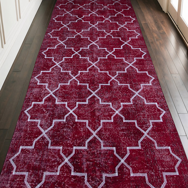 Alfombra Turca bordada sobre teñida vintage - 140 cm x 344 cm - K0038759