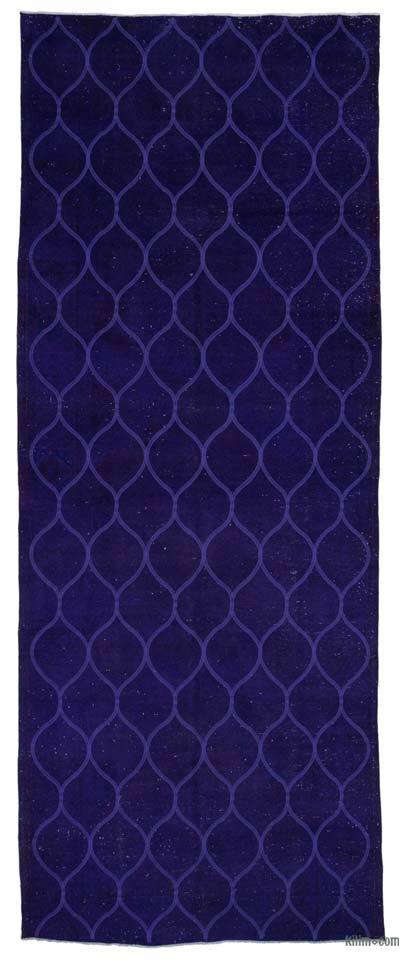 Purple Embroidered Over-dyed Turkish Vintage Runner - 4' 9" x 12' 6" (57 in. x 150 in.)