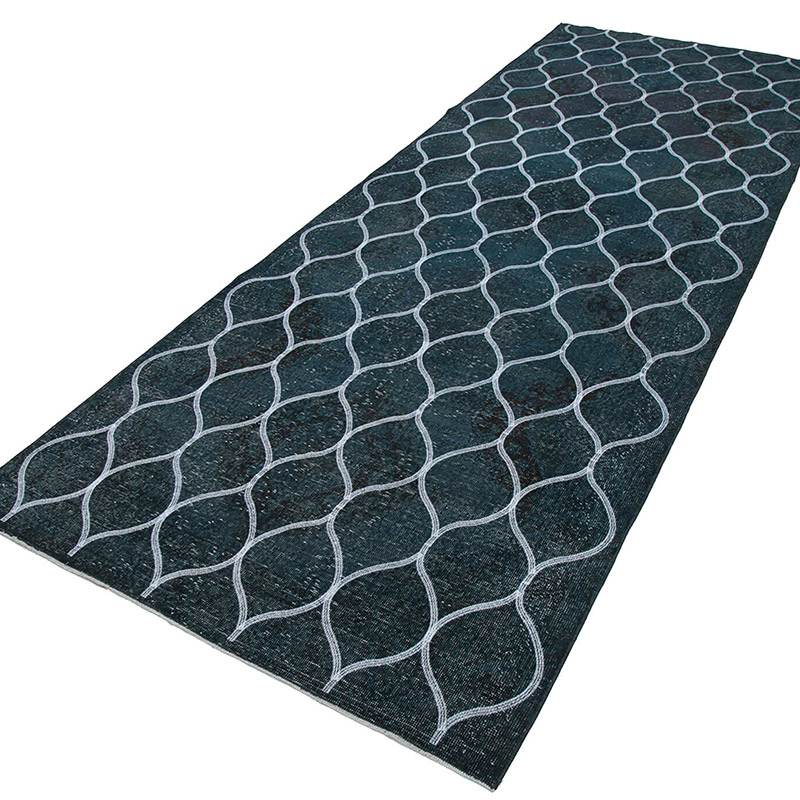 Gris Alfombra Turca bordada sobre teñida vintage - 137 cm x 286 cm - K0038761