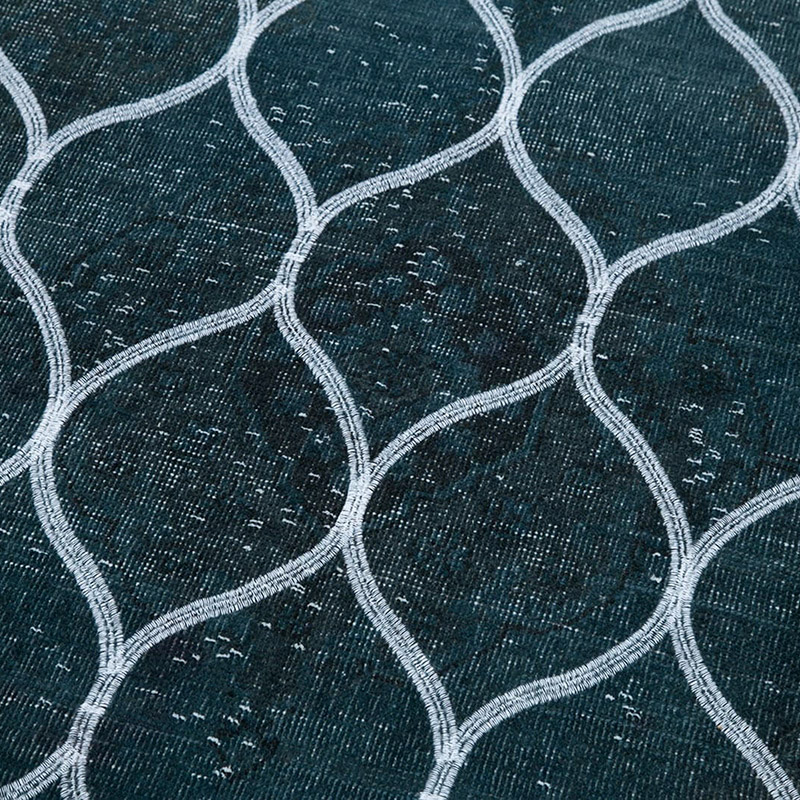 Gris Alfombra Turca bordada sobre teñida vintage - 137 cm x 286 cm - K0038761