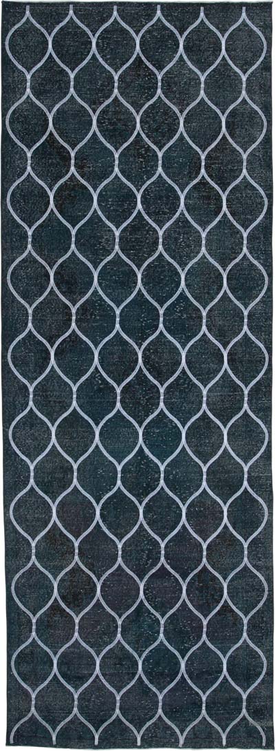 Gray Embroidered Over-dyed Turkish Vintage Runner - 4' 6" x 9' 5" (54" x 113")