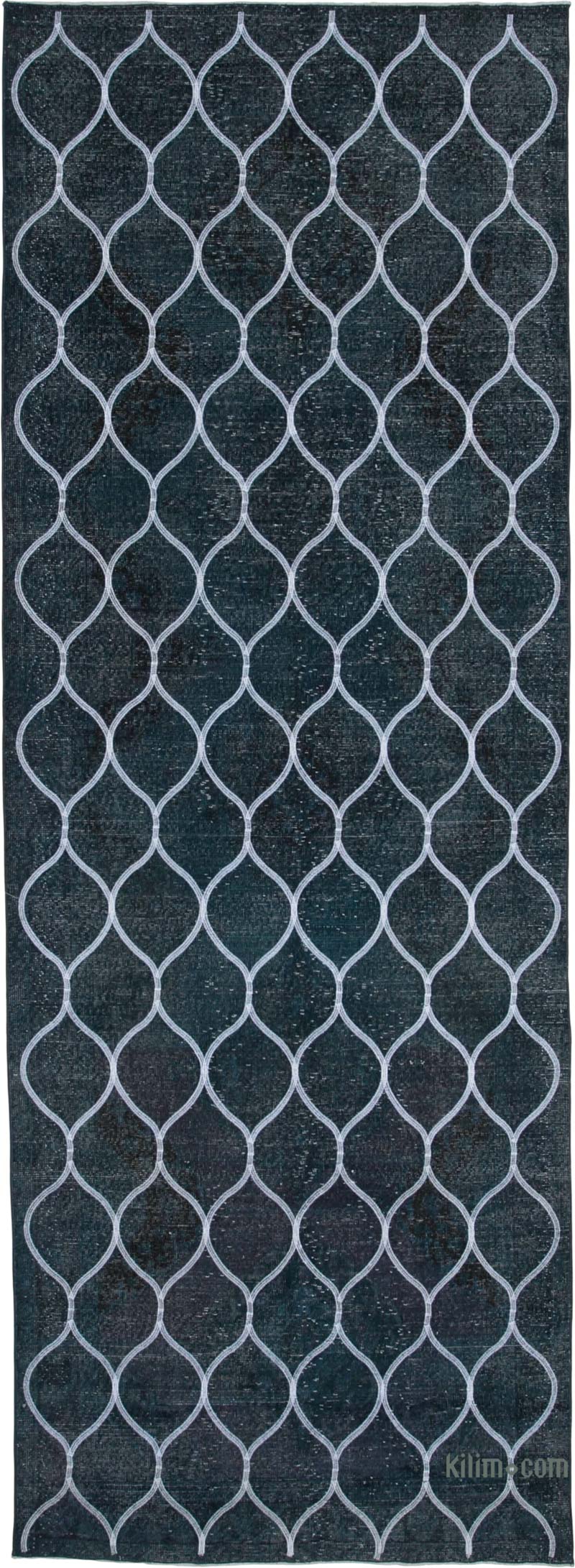 Gris Alfombra Turca bordada sobre teñida vintage - 137 cm x 286 cm - K0038761