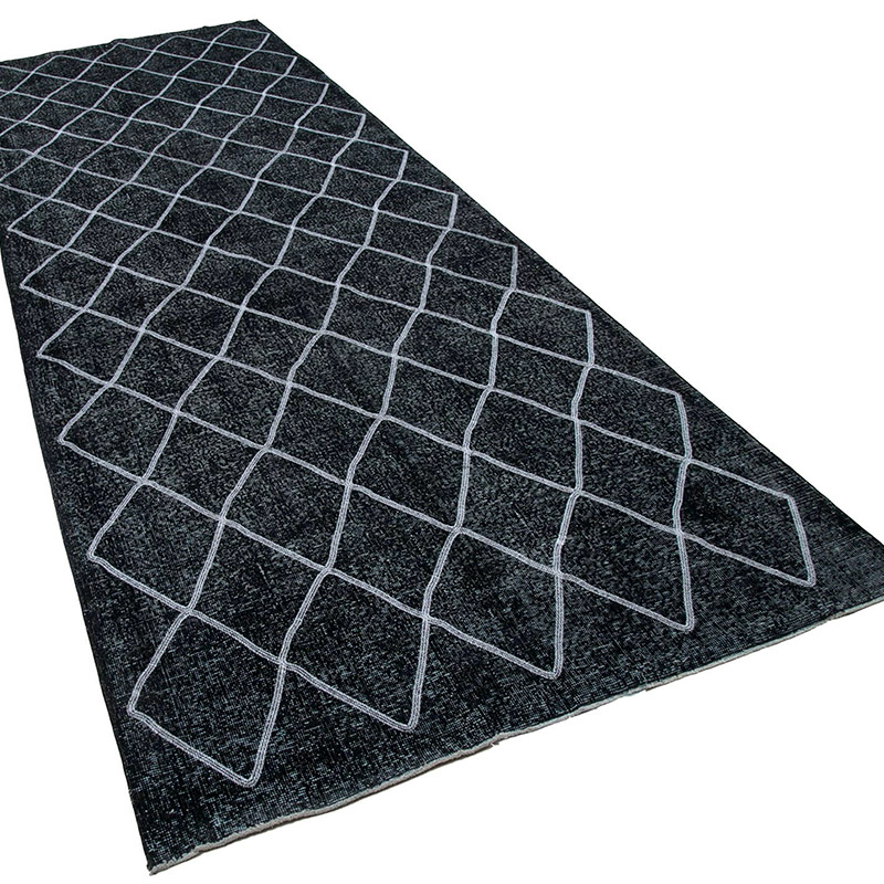 İşlemeli ve Boyalı El Dokuma Vintage Halı - 150 cm x 416 cm - K0038762