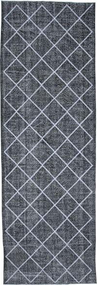 İşlemeli ve Boyalı El Dokuma Vintage Halı - 141 cm x 423 cm