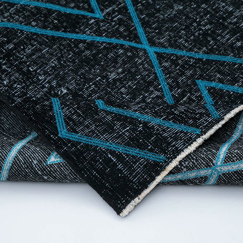 Black Embroidered Over-dyed Turkish Vintage Runner - 4' 10" x 12' 6" (58" x 150") - K0038764
