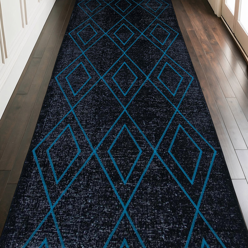 Black Embroidered Over-dyed Turkish Vintage Runner - 4' 10" x 12' 6" (58" x 150") - K0038764
