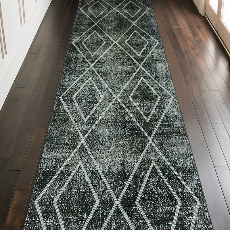 Alfombra Turca bordada sobre teñida vintage - 114 cm x 332 cm - K0038767