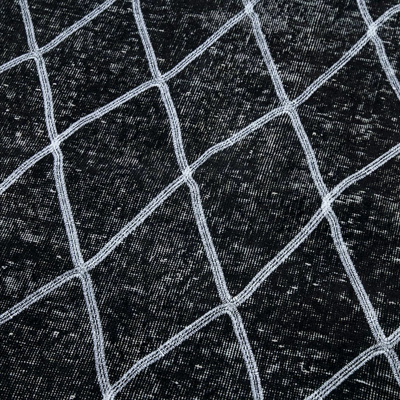 Negro Alfombra Turca bordada sobre teñida vintage - 147 cm x 367 cm - K0038768