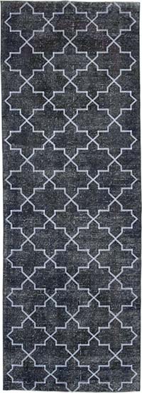 İşlemeli ve Boyalı El Dokuma Vintage Halı - 140 cm x 397 cm