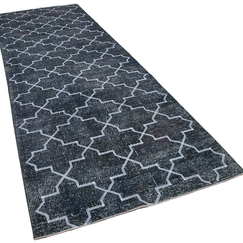İşlemeli ve Boyalı El Dokuma Vintage Halı - 140 cm x 397 cm - K0038769