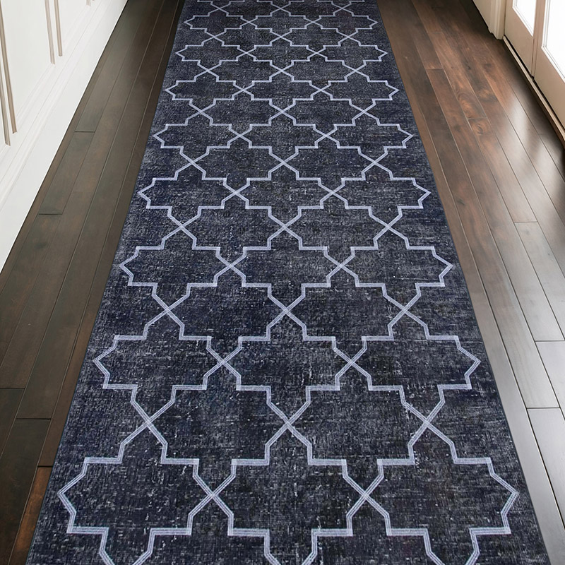 İşlemeli ve Boyalı El Dokuma Vintage Halı - 140 cm x 397 cm - K0038769