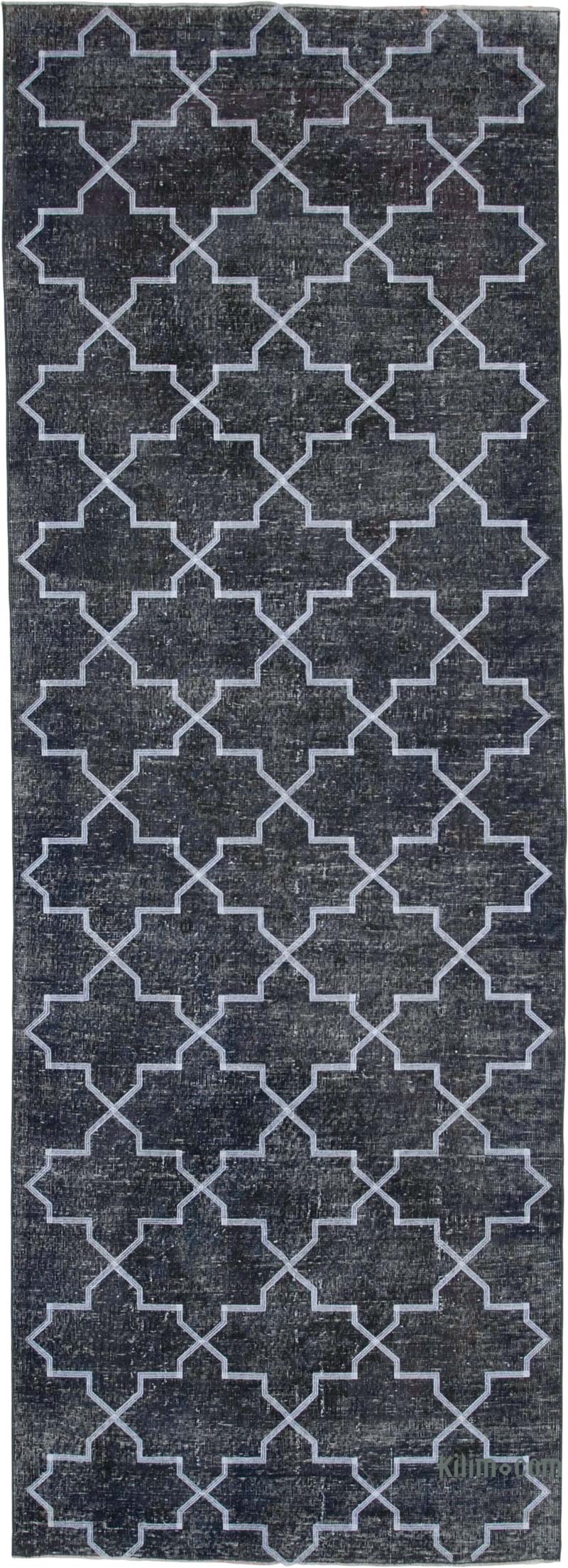 İşlemeli ve Boyalı El Dokuma Vintage Halı - 140 cm x 397 cm - K0038769