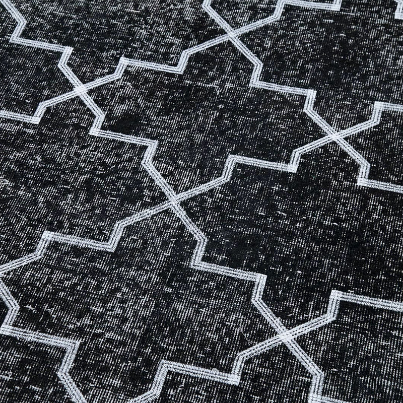 Negro Alfombra Turca bordada sobre teñida vintage - 146 cm x 375 cm - K0038771