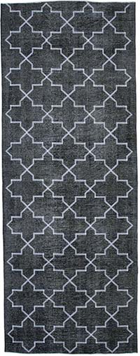 İşlemeli ve Boyalı El Dokuma Vintage Halı - 145 cm x 382 cm