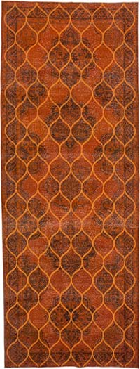 Embroidered Over-dyed Turkish Vintage Runner - 4' 10" x 12' 10" (58" x 154")