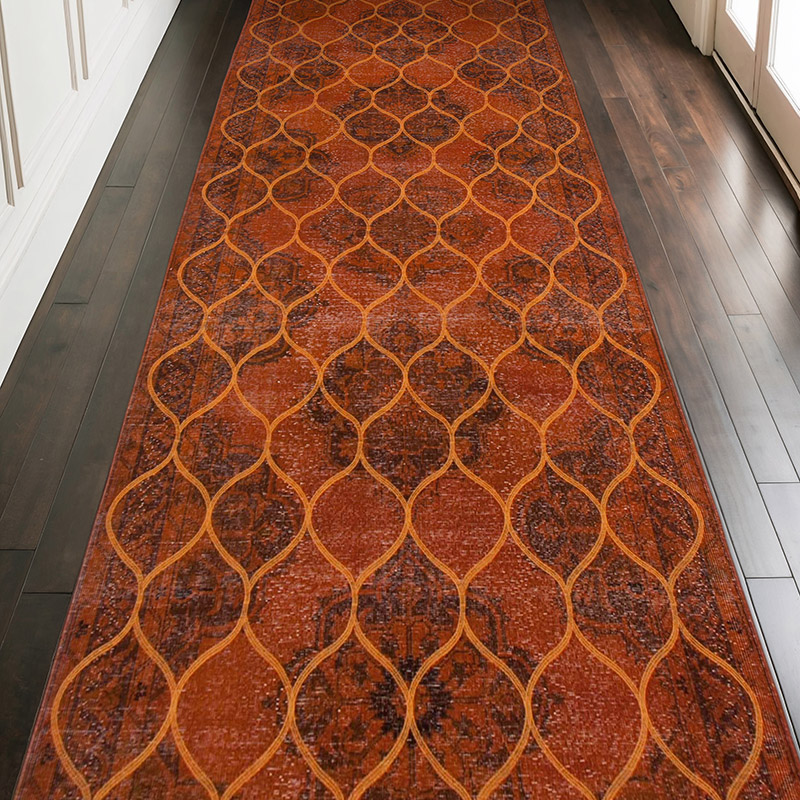 Embroidered Over-dyed Turkish Vintage Runner - 4' 10" x 12' 10" (58" x 154") - K0038775