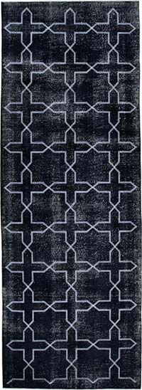 İşlemeli ve Boyalı El Dokuma Vintage Halı - 140 cm x 392 cm