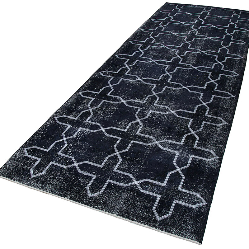 Alfombra Turca bordada sobre teñida vintage - 140 cm x 392 cm - K0038776