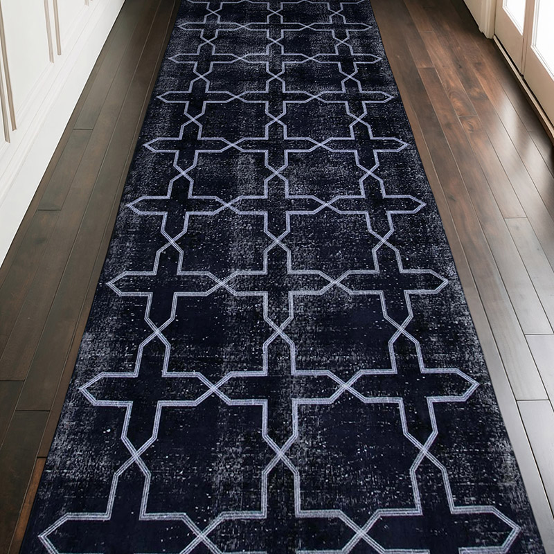 Alfombra Turca bordada sobre teñida vintage - 140 cm x 392 cm - K0038776