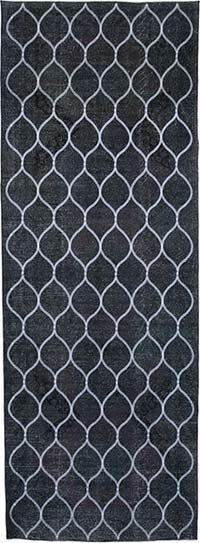 İşlemeli ve Boyalı El Dokuma Vintage Halı - 143 cm x 399 cm