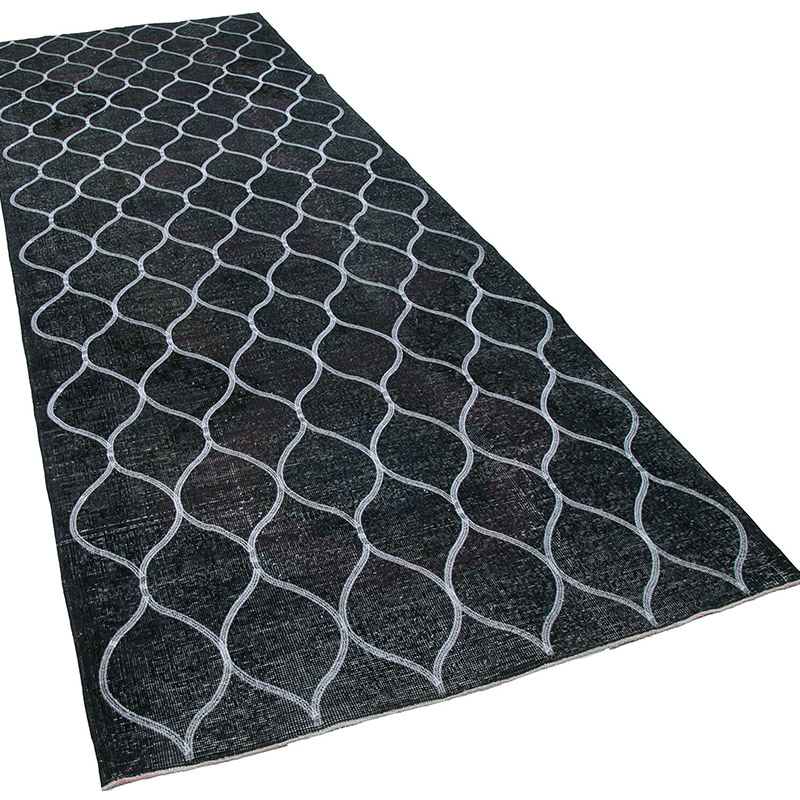 İşlemeli ve Boyalı El Dokuma Vintage Halı - 143 cm x 399 cm - K0038777