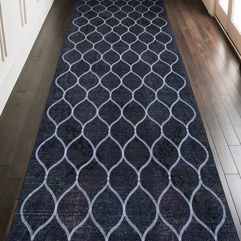 İşlemeli ve Boyalı El Dokuma Vintage Halı - 143 cm x 399 cm - K0038777