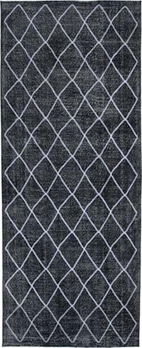 İşlemeli ve Boyalı El Dokuma Vintage Halı - 147 cm x 370 cm