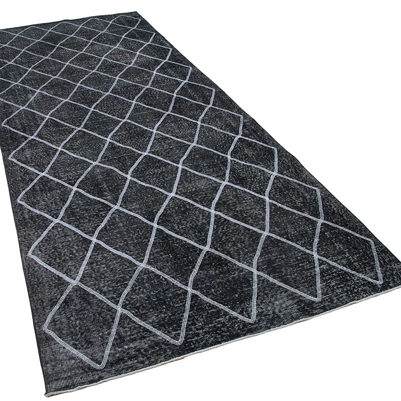 Alfombra Turca bordada sobre teñida vintage - 147 cm x 370 cm - K0038778