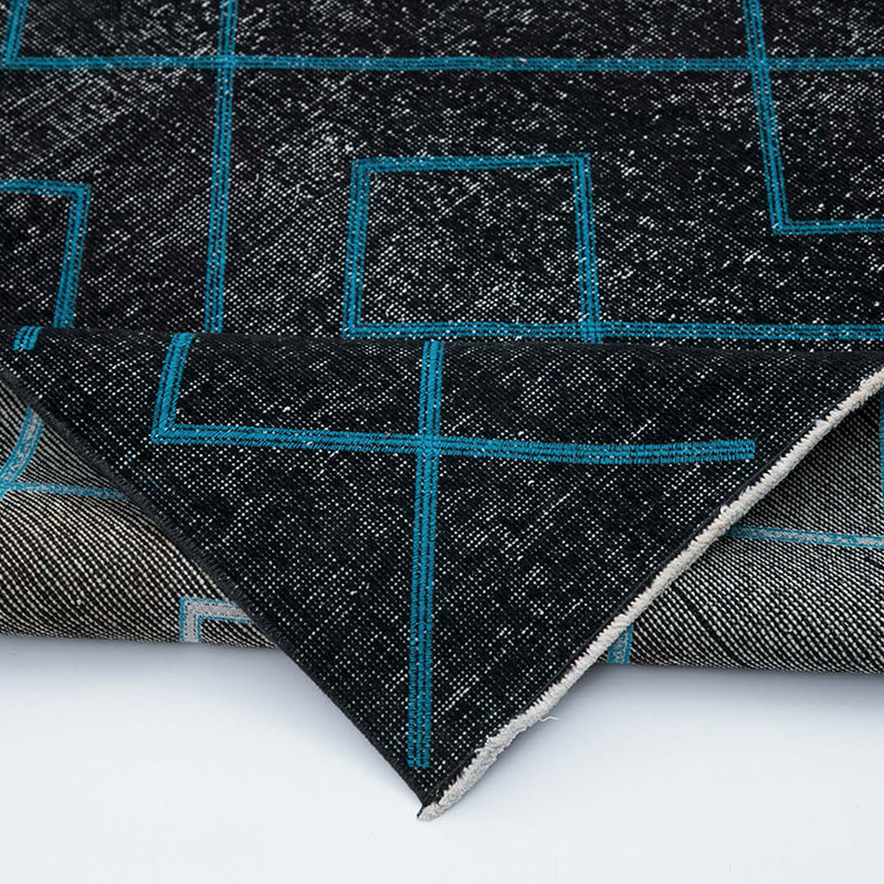 Black Embroidered Over-dyed Turkish Vintage Runner - 4' 11" x 13'  (59" x 156") - K0038779