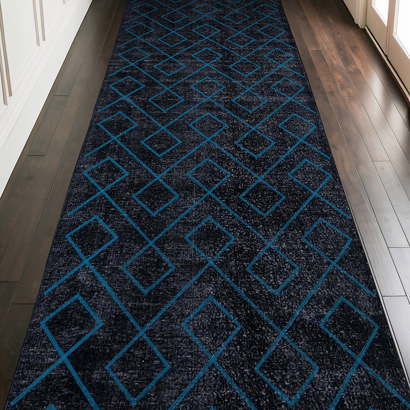 Black Embroidered Over-dyed Turkish Vintage Runner - 4' 11" x 13'  (59" x 156") - K0038779