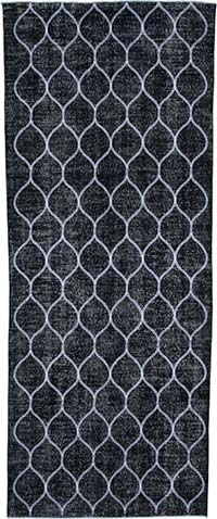 İşlemeli ve Boyalı El Dokuma Vintage Halı - 141 cm x 358 cm