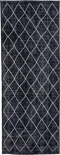 İşlemeli ve Boyalı El Dokuma Vintage Halı - 144 cm x 377 cm