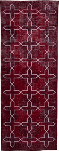 Embroidered Over-dyed Turkish Vintage Runner - 4' 8" x 12' 4" (56" x 148")