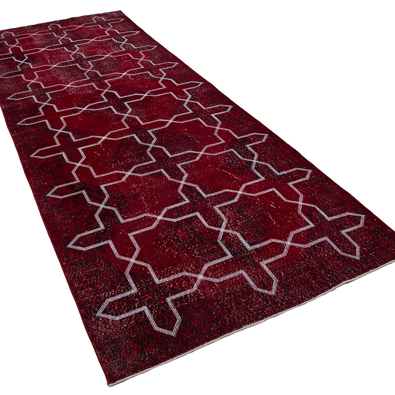 Embroidered Over-dyed Turkish Vintage Runner - 4' 8" x 12' 4" (56" x 148") - K0038786