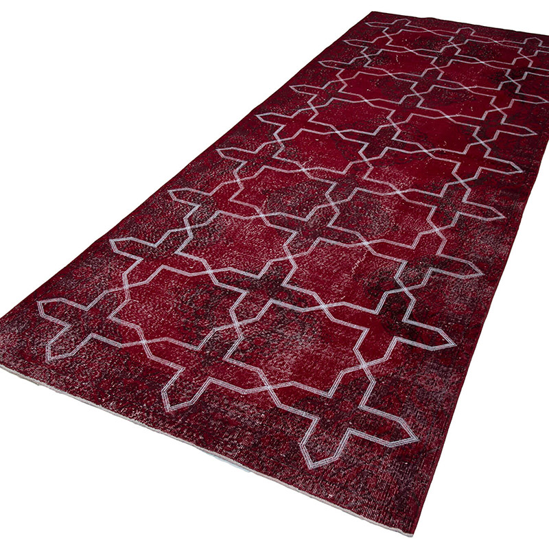 Embroidered Over-dyed Turkish Vintage Runner - 4' 8" x 12' 4" (56" x 148") - K0038786