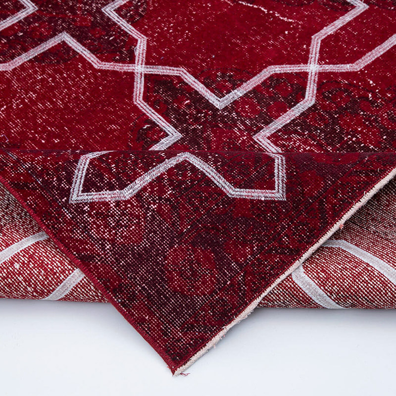 Embroidered Over-dyed Turkish Vintage Runner - 4' 8" x 12' 4" (56" x 148") - K0038786