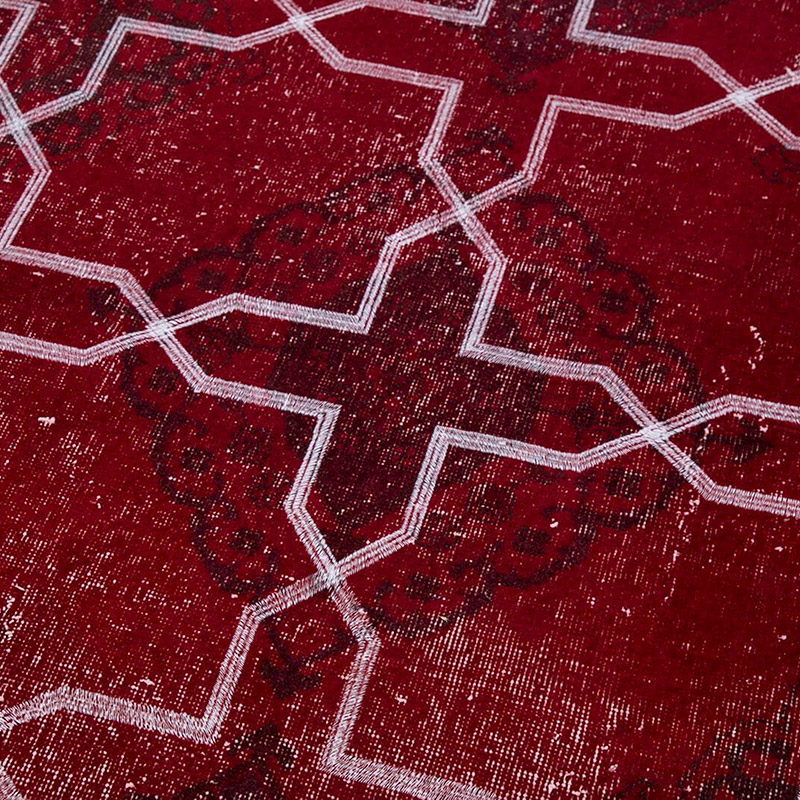 Embroidered Over-dyed Turkish Vintage Runner - 4' 8" x 12' 4" (56" x 148") - K0038786