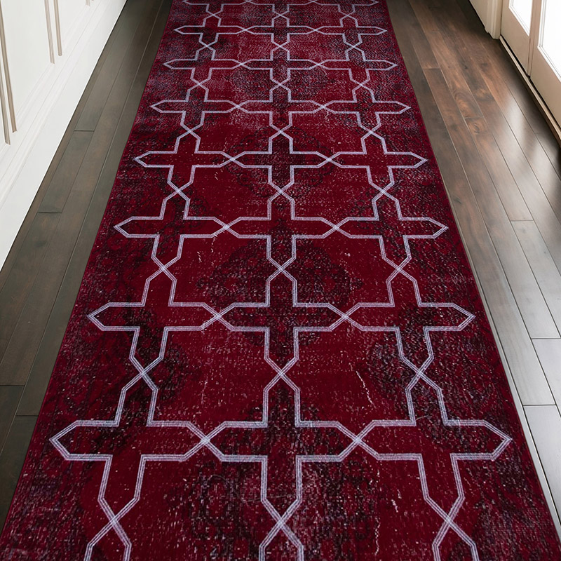 Embroidered Over-dyed Turkish Vintage Runner - 4' 8" x 12' 4" (56" x 148") - K0038786