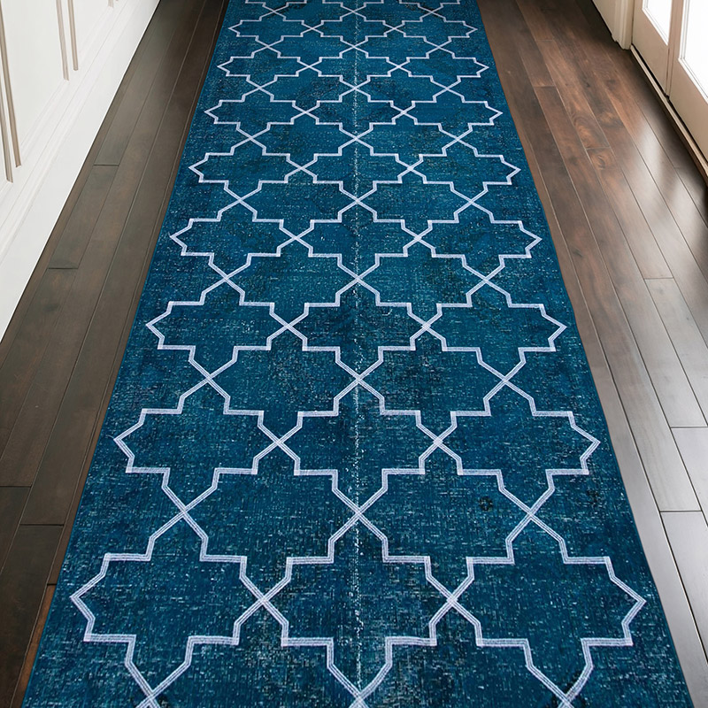 Embroidered Over-dyed Turkish Vintage Runner - 4' 9" x 13' 4" (57" x 160") - K0038787