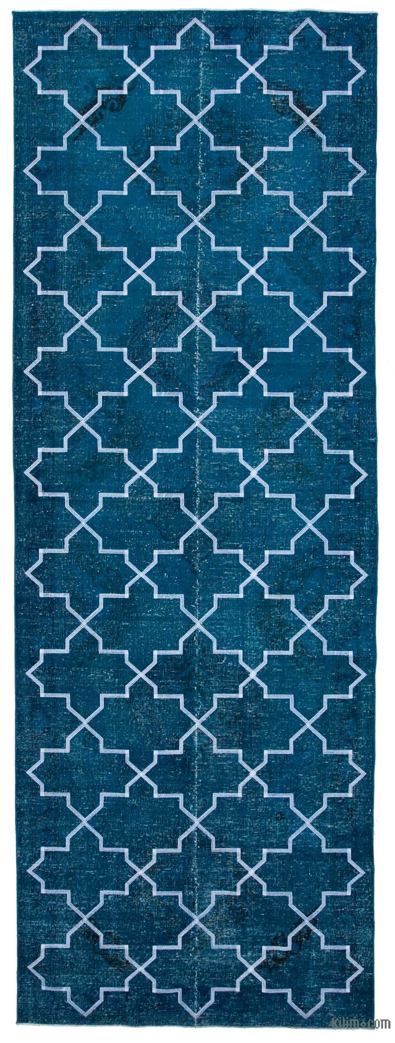 Embroidered Over-dyed Turkish Vintage Runner - 4' 9" x 13' 4" (57 in. x 160 in.) - K0038787