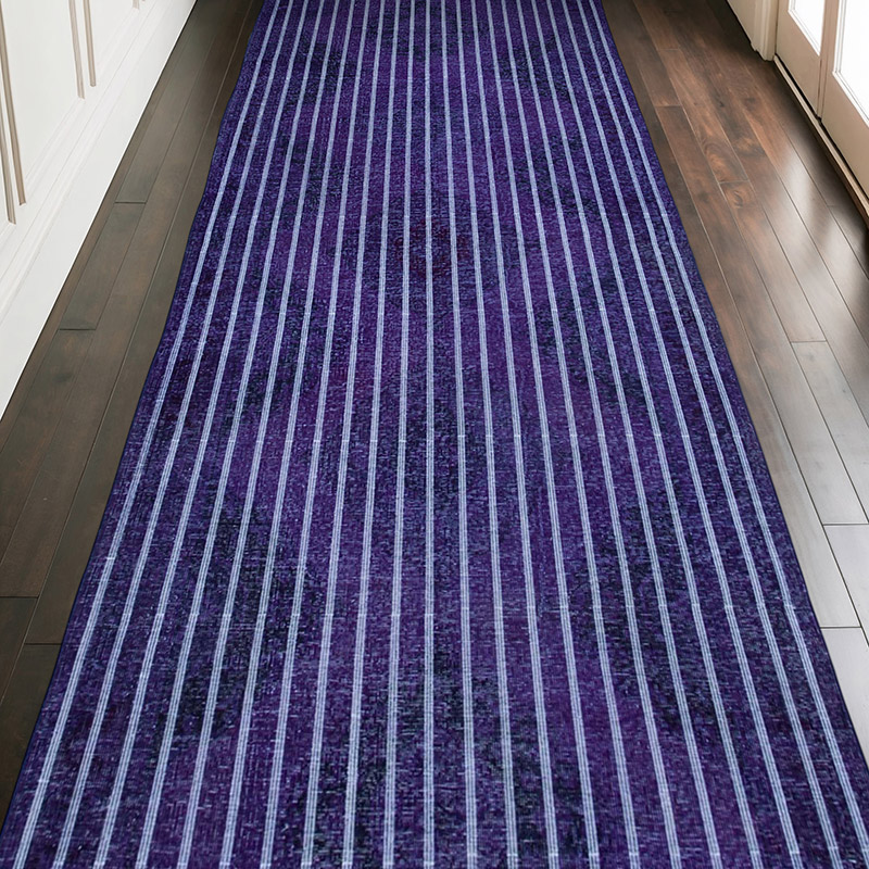 Purple Embroidered Over-dyed Turkish Vintage Runner - 4' 9" x 12' 2" (57" x 146") - K0038790