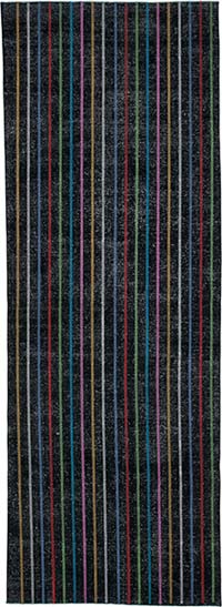 Black Embroidered Over-dyed Turkish Vintage Runner - 4' 8" x 13' 1" (56" x 157")