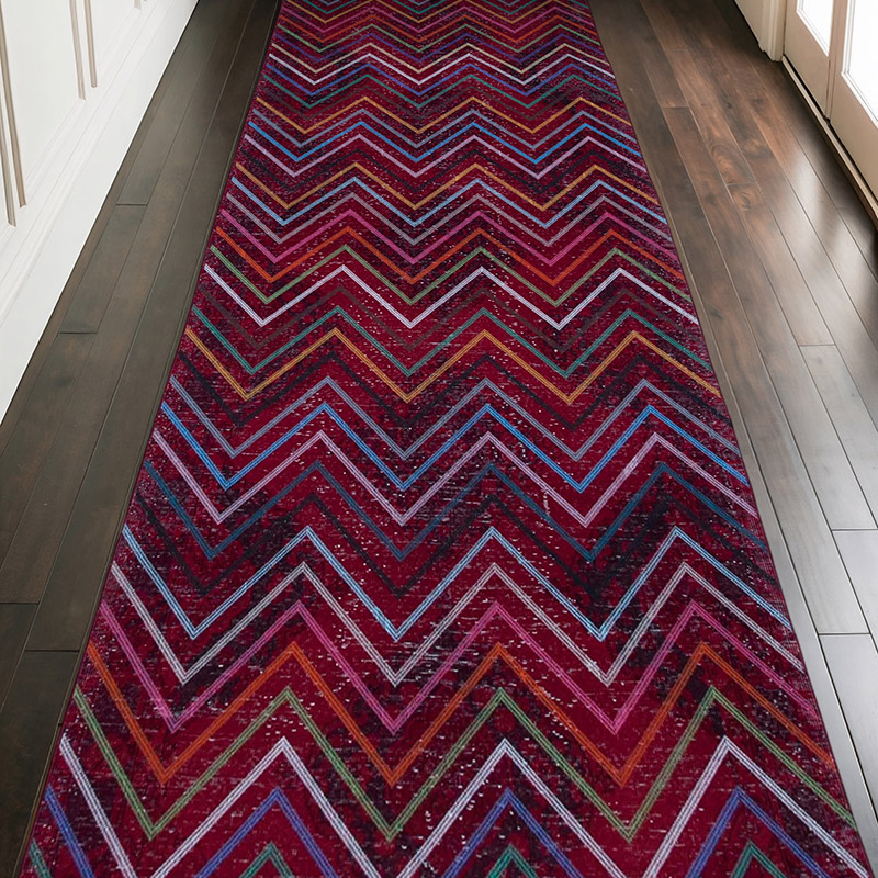 Embroidered Over-dyed Turkish Vintage Runner - 4' 7" x 12' 4" (55" x 148") - K0038795