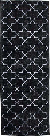 Black Embroidered Over-dyed Turkish Vintage Runner - 4' 9" x 13' 1" (57" x 157")