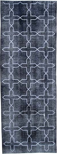 Embroidered Over-dyed Turkish Vintage Runner - 4' 7" x 12' 7" (55" x 151")