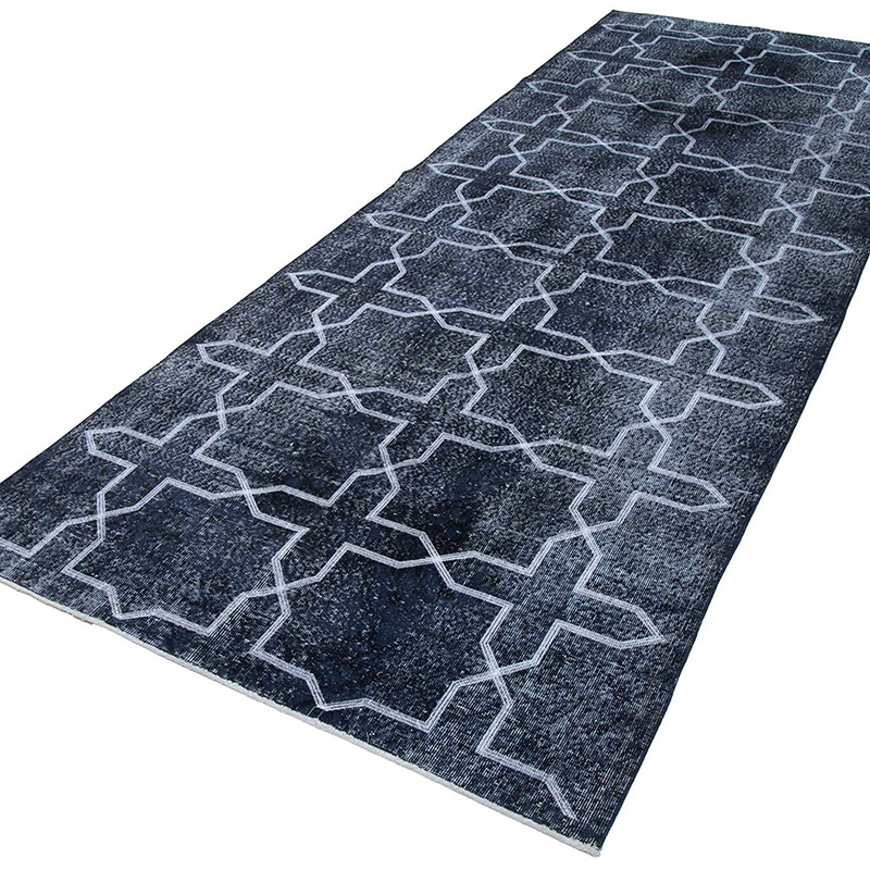 İşlemeli ve Boyalı El Dokuma Vintage Halı - 140 cm x 384 cm - K0038797