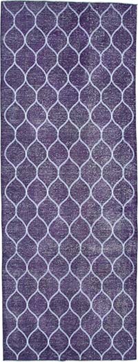 Purple Embroidered Over-dyed Turkish Vintage Runner - 4' 9" x 12' 5" (57" x 149")