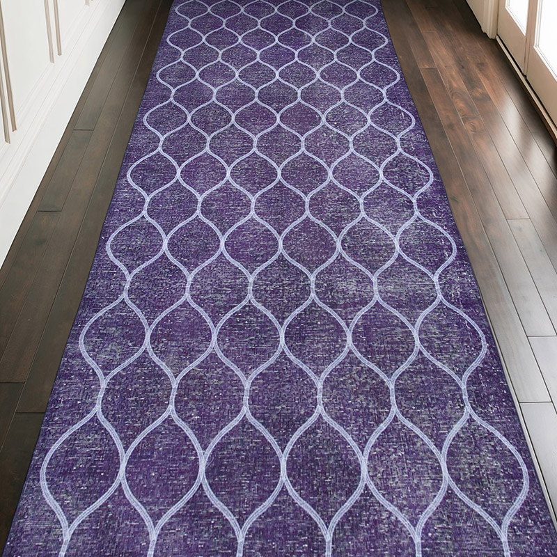 Purple Embroidered Over-dyed Turkish Vintage Runner - 4' 9" x 12' 5" (57" x 149") - K0038800