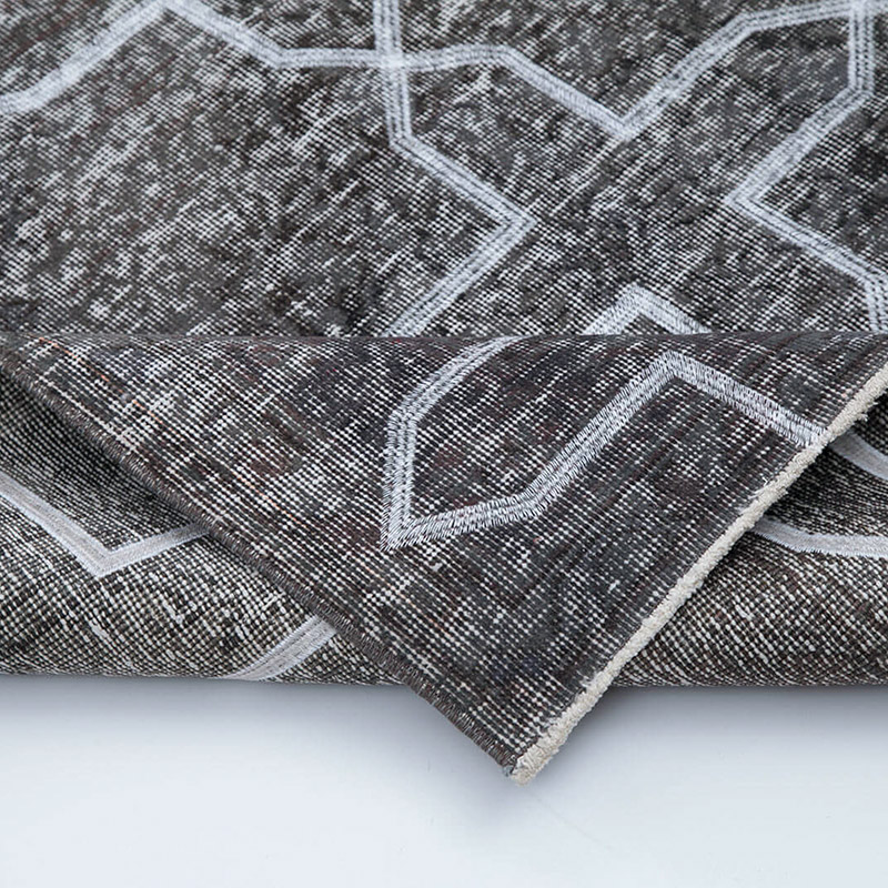 Gray Embroidered Over-dyed Turkish Vintage Runner - 4' 10" x 12' 8" (58" x 152") - K0038801